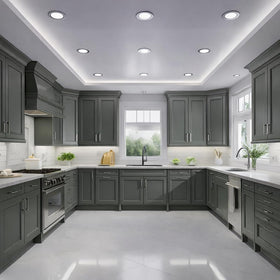 Hard-wearing cabinet finish in Envy Slate Green by Heirloom Traditions