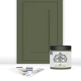 Heirloom Traditions ALL-IN-ONE paint bottle in Crete Olive Green for easy updates.