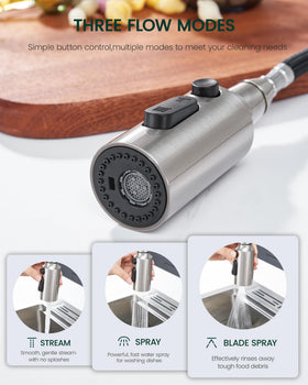 Brushed nickel finish on HEISOK spray head combines durability with style