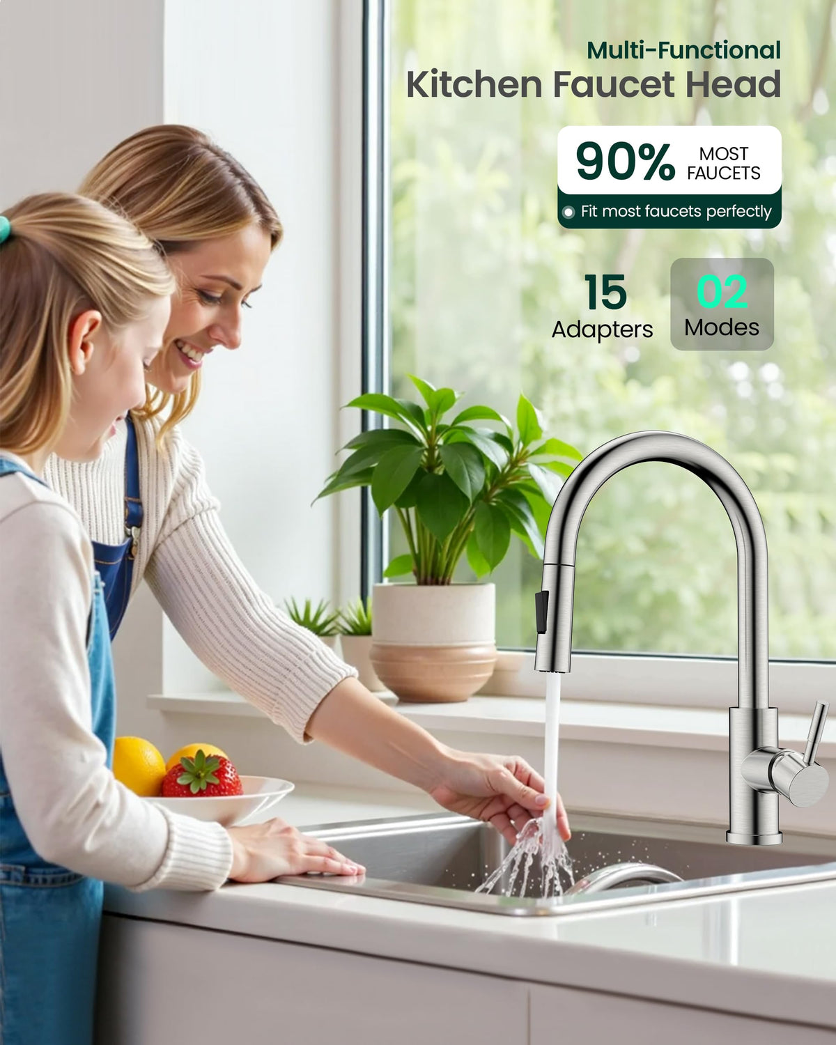 HEISOK faucet head with 15 adapters for universal compatibility