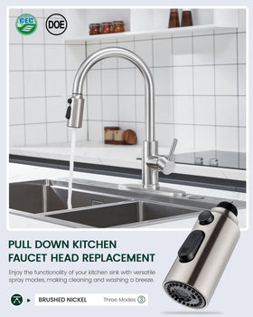 HEISOK pull-down head with adapters kit ready for many faucets