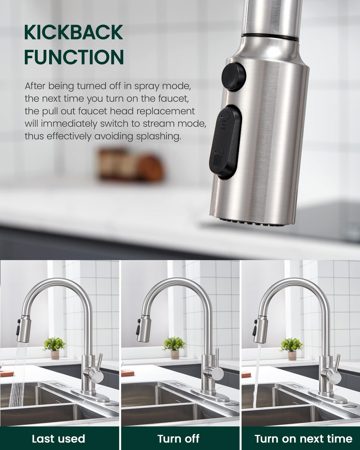 Removable washable aerator on HEISOK spray head simplifies maintenance