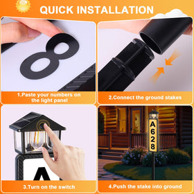 HELESIN solar address sign black on white design offers high contrast