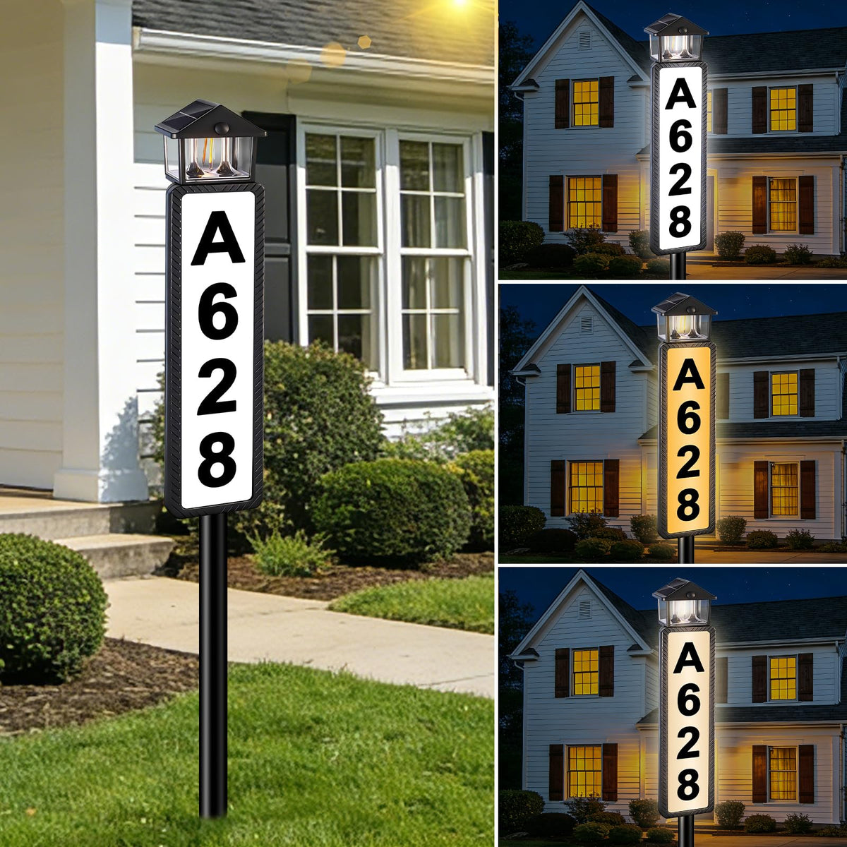 HELESIN solar address sign featuring eave top design enhances daytime readability