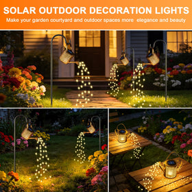 HELESIN solar watering can light with copper wire strands for decorative night illumination
