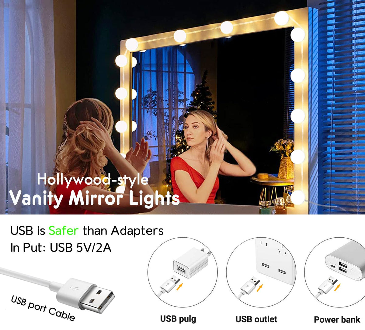 HELOIE Hollywood-style makeup lighting complements bathrooms and dressing mirrors.