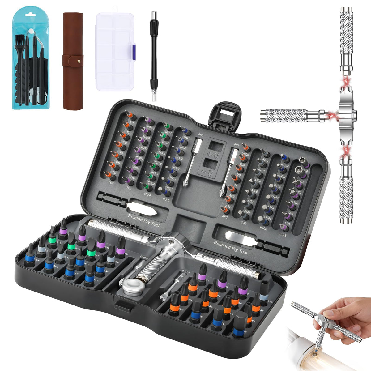 HelpSet 115-in-1 case with organized bits for quick project setup.