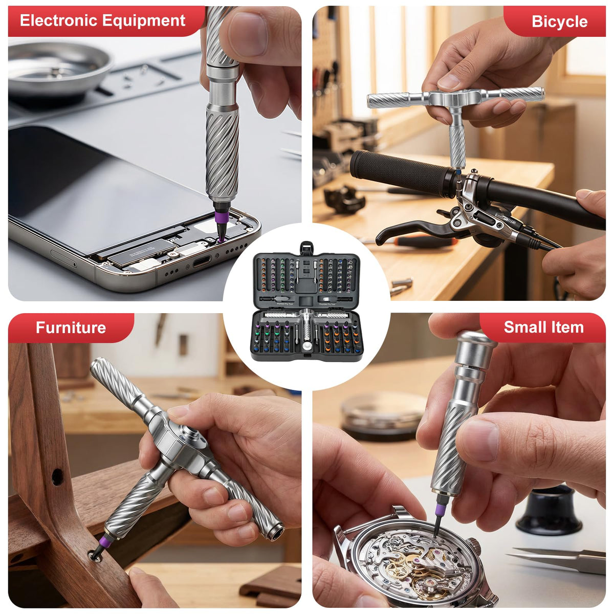 HelpSet magnetic bits stay secured, reducing dropped screws on busy projects.