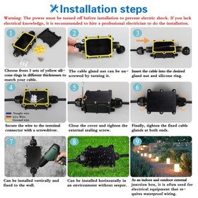 Helunsi box with three screw terminal connectors simplifies wiring.