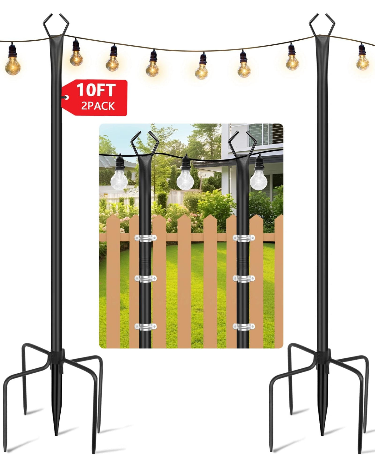 HEMMOTOP 10ft pole assembly for adjustable outdoor lighting layouts.