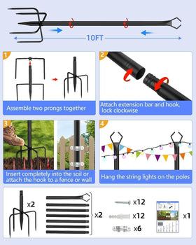 HEMMOTOP outdoor wedding decor with sturdy light poles.