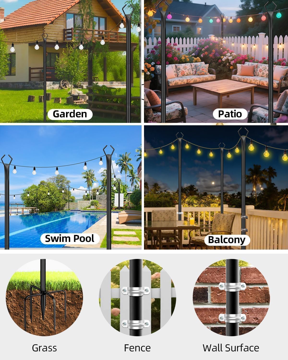 HEMMOTOP rust-resistant metal pole designed for year-round outdoor use.