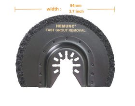 Hemunc 1/8-inch carbide grout blade removing thick grout efficiently.