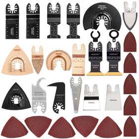 HEMUNC 118pc oscillating tool blades set for versatile cutting and sanding tasks.