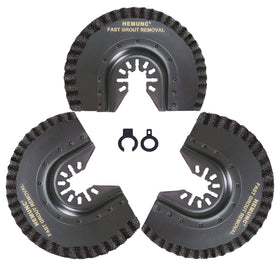 Hemunc 3pcs carbide grout blades for quick tile grout removal.