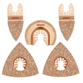 HEMUNC 5pcs carbide blades set for tile removal and grout work.