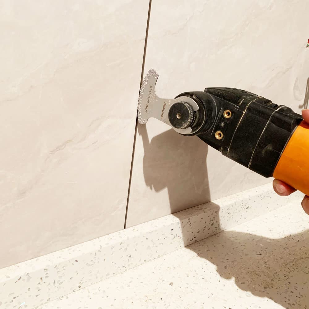 HEMUNC blades cut soft tiles, plaster, and porous concrete with control.