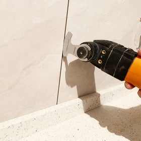 HEMUNC blades cut soft tiles, plaster, and porous concrete with control.