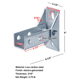 Heneng strut hinged base bracket in 3/16 inch thickness for strong mounting