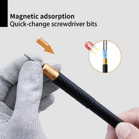 Glasses repair tasks made easier with magnetic screwdriver bits.