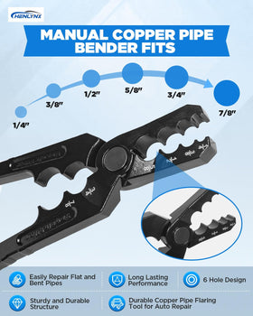 HENLYNX manual copper tube rounder lever extended demonstrates easy leverage for precise round.
