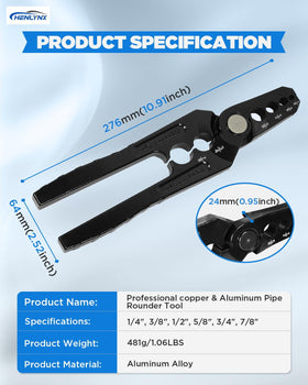 HENLYNX manual copper tube rounder six-size capacity covers 1/4-inch to 7/8-inch OD.
