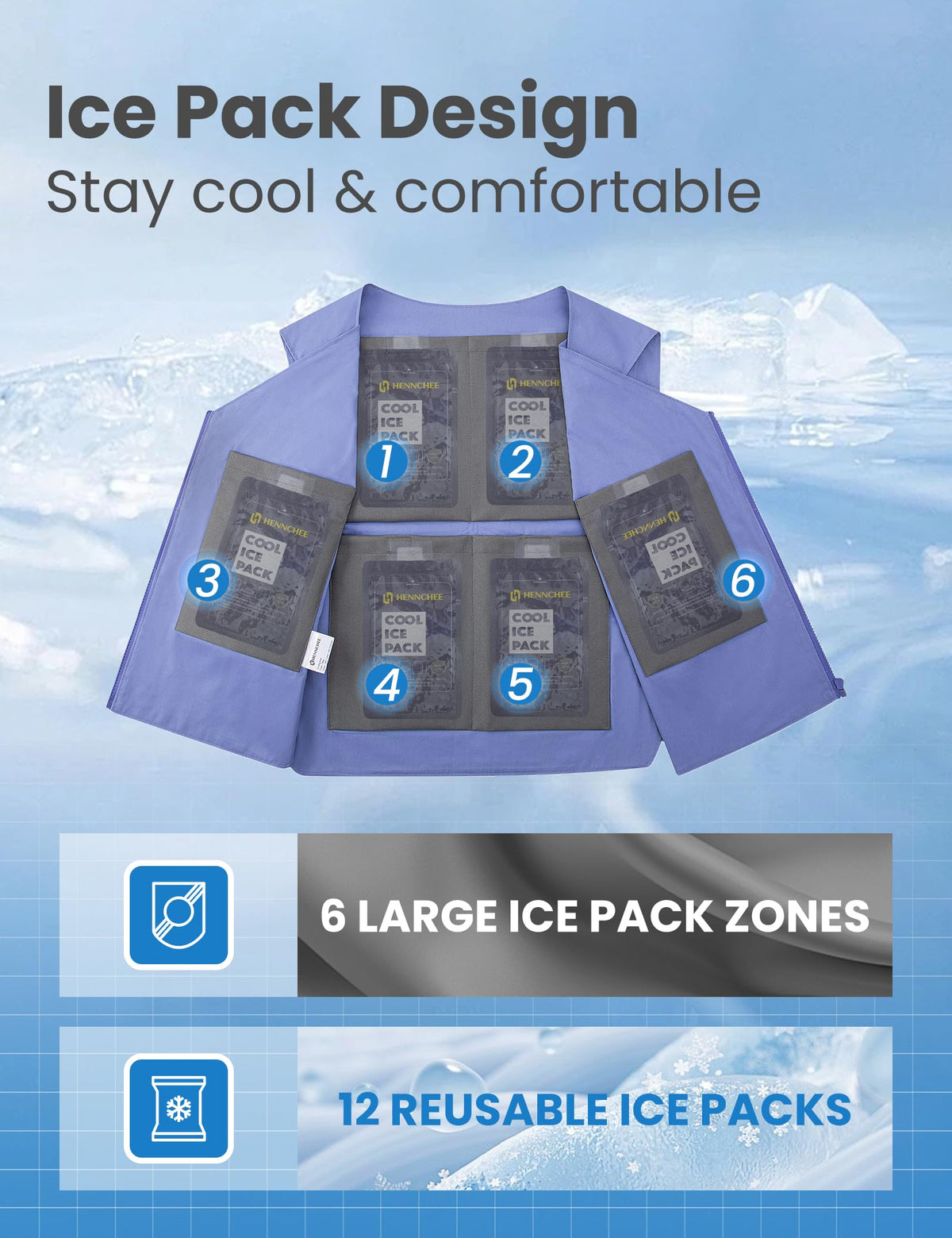 HENNCHEE cooling vest adjustable fit for XS to 5XL users.
