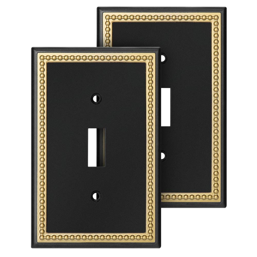 Henne Bery pearled-frame switch plate in black adds a modern luxury touch.