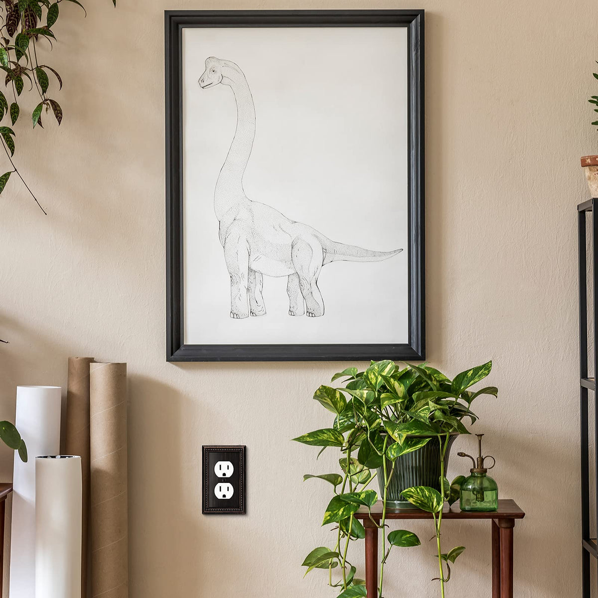 Henne Bery aged bronze wall plate coordinating with warm interiors