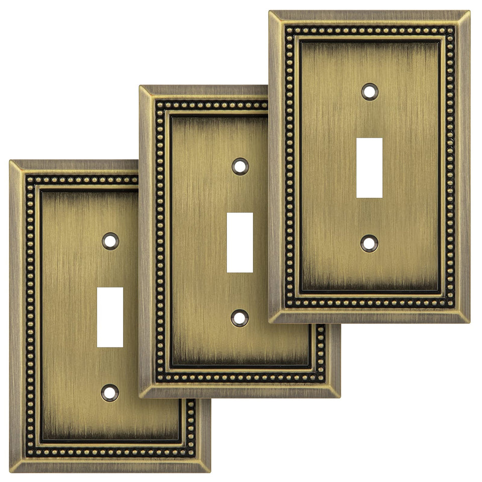 Henne Bery Sunken Pearls antique brass wall plate with single toggle for elevating decor
