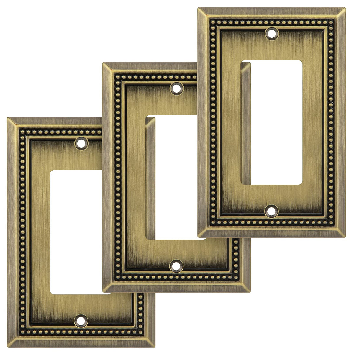 Henne Bery Sunken Pearls wall plate front view with antique brass finish