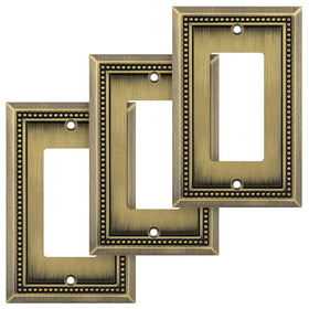 Henne Bery Sunken Pearls wall plate front view with antique brass finish