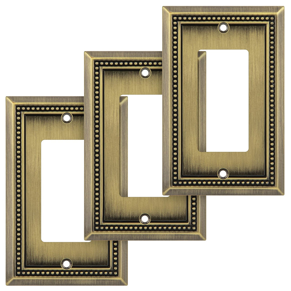 Henne Bery Sunken Pearls wall plate front view with antique brass finish