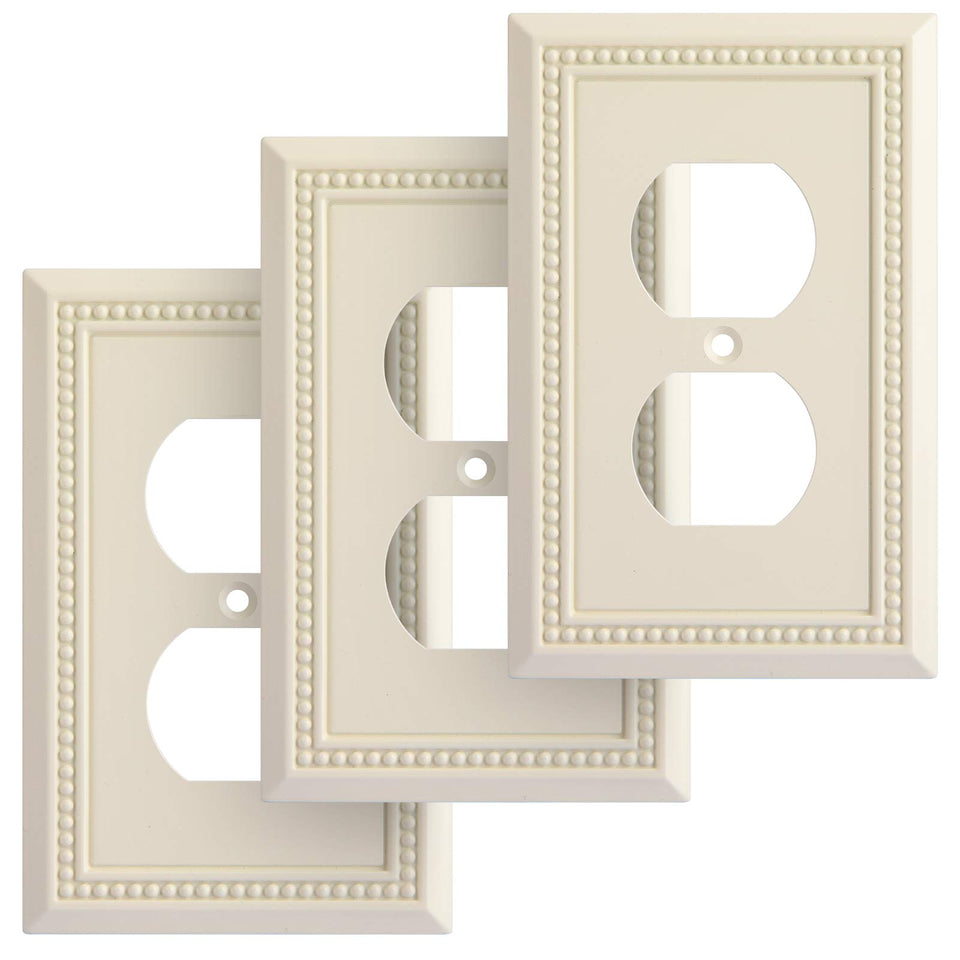 Henne Bery sunken pearls wall plate in light almond finish adds classic detail to spaces
