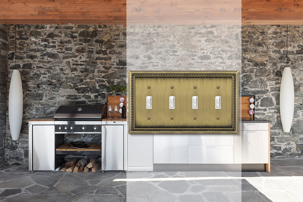 Henne Bery Sunken Pearls wall plate quad-setup demonstrates multi-switch practicality.