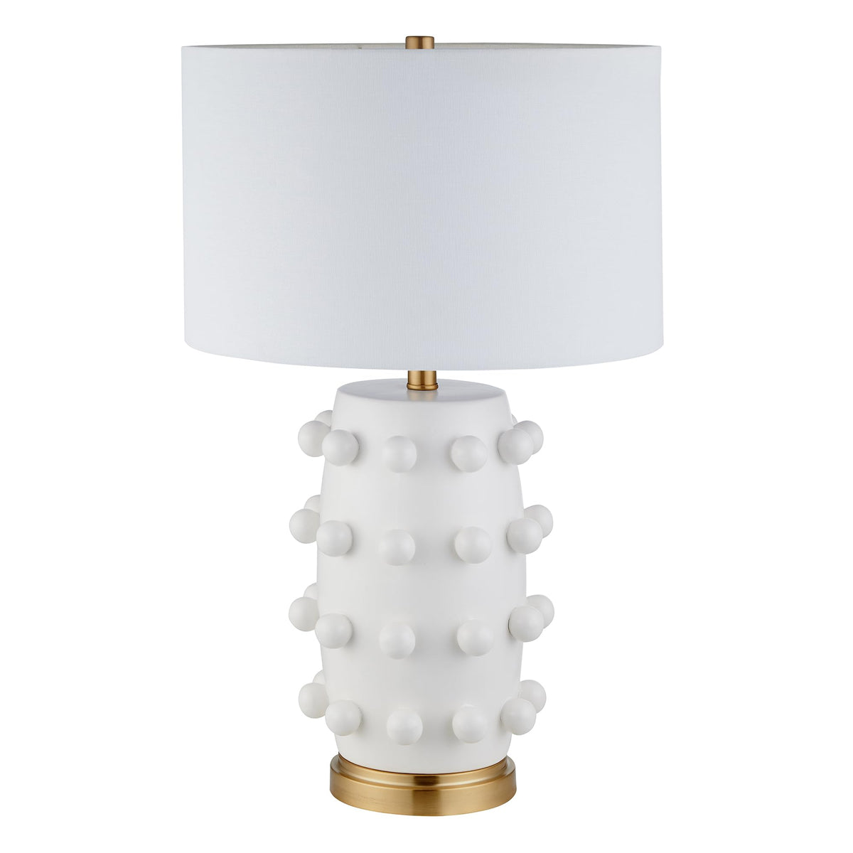 Henn&Hart 25.5 inch lamp with spherical orbs creates a sculptural focal point in living spaces.