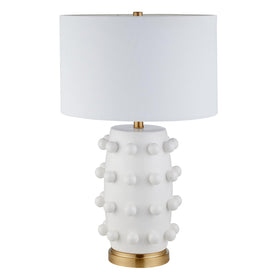 Henn&Hart 25.5 inch lamp with spherical orbs creates a sculptural focal point in living spaces.
