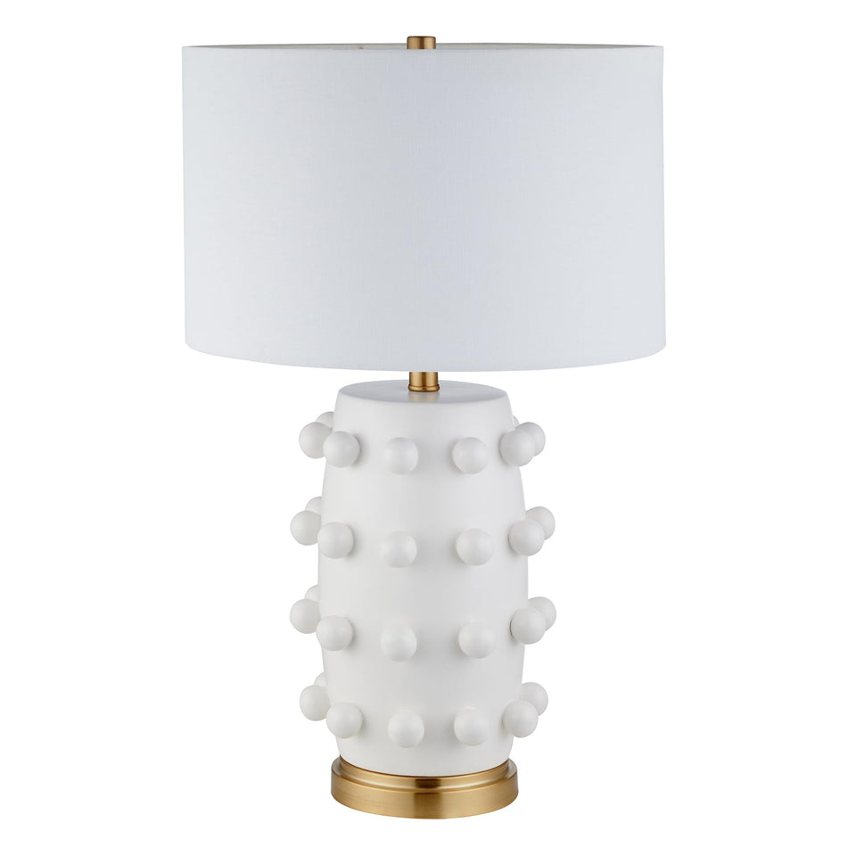 Henn&Hart 25.5 inch lamp with spherical orbs creates a sculptural focal point in living spaces.