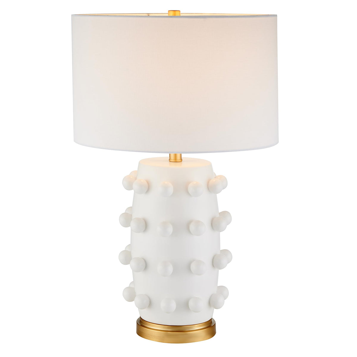 Henn&Hart ceramic table lamp body adds tactile interest to bedrooms.