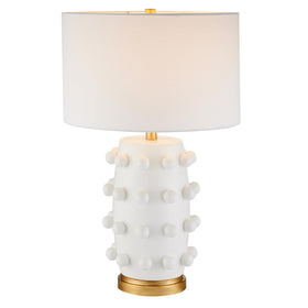 Henn&Hart ceramic table lamp body adds tactile interest to bedrooms.