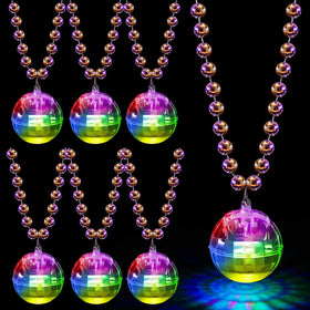 Henoyso LED disco ball necklace with silver finish for festive party wear.
