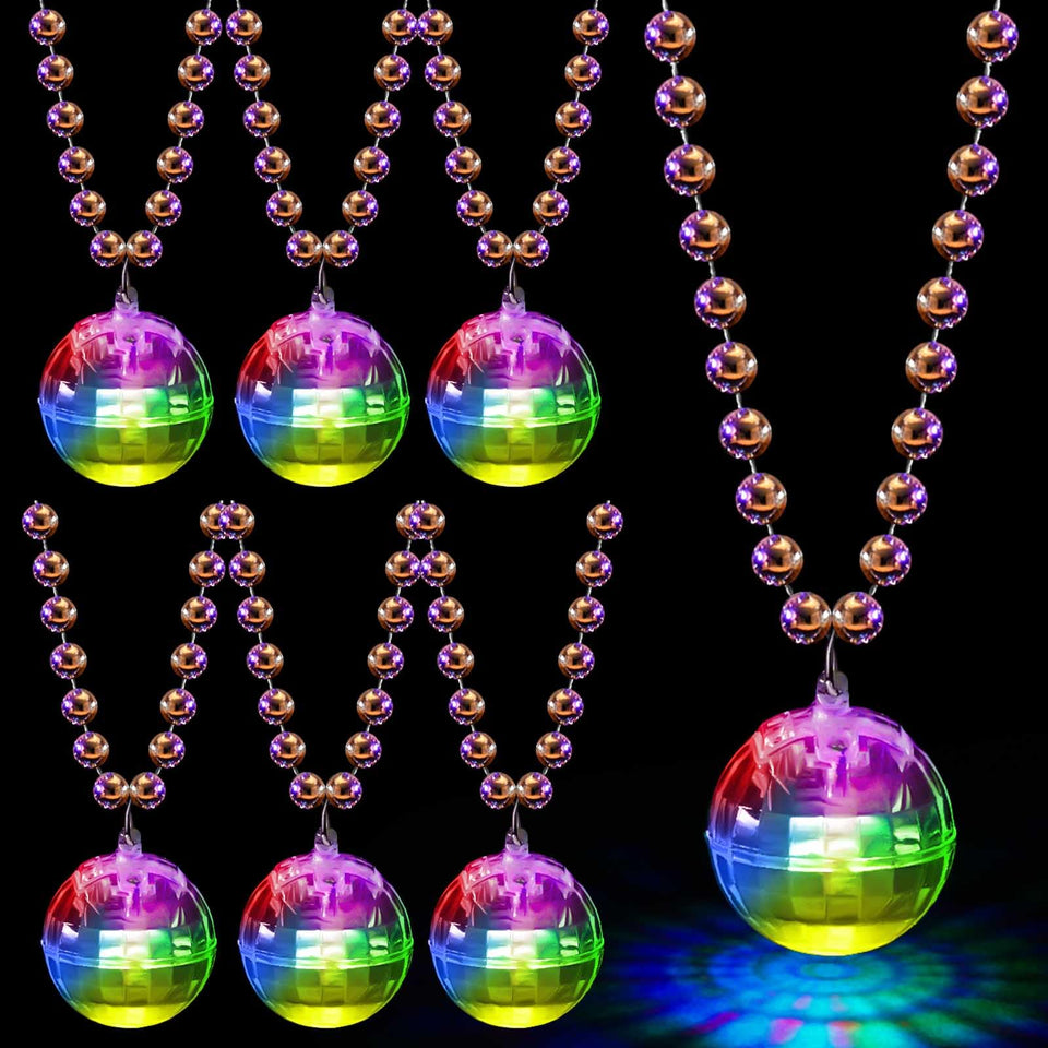 Henoyso LED disco ball necklace with silver finish for festive party wear.
