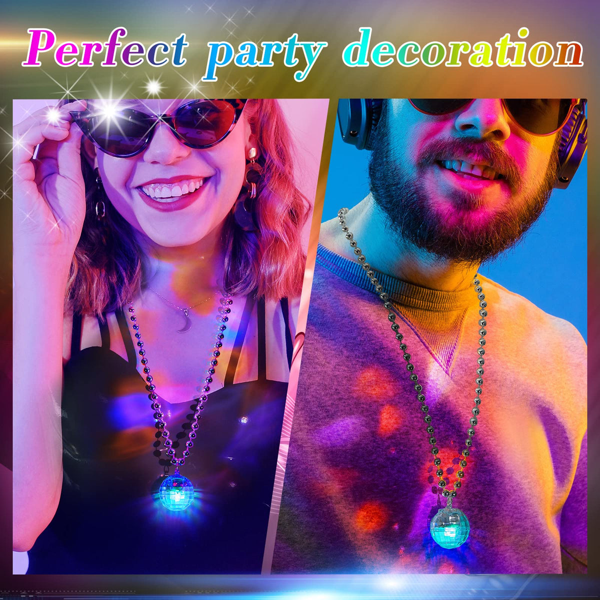 Henoyso LED disco ball necklace durable plastic and alloy construction with lasting sparkle.