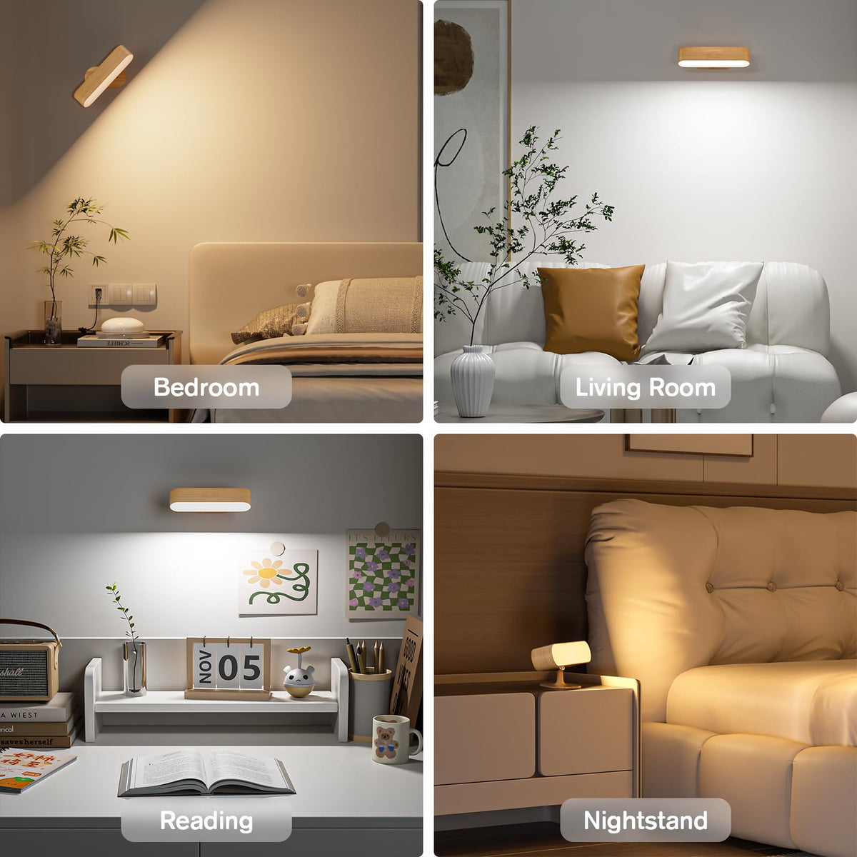 Hensam dimmable wall light with five modes for any mood