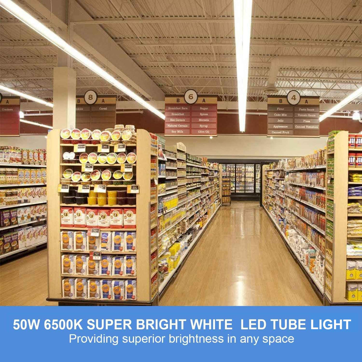Henwsi 4ft LED shop light bright 8000lm demonstrates high-visibility workshop lighting.