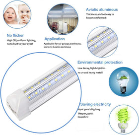Henwsi 4ft LED shop light in warehouse scene highlights energy efficiency potential.