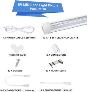 Henwsi 8ft LED shop light 72W 9500LM for bright daylight color