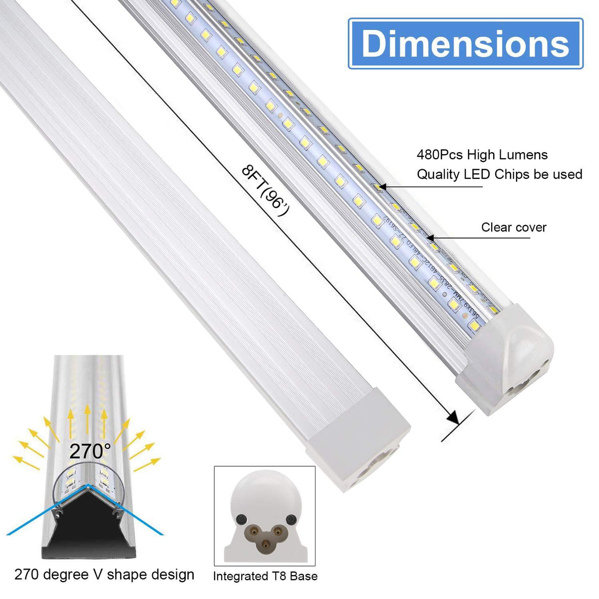 Henwsi LED shop light set includes end caps and connectors for easy assembly