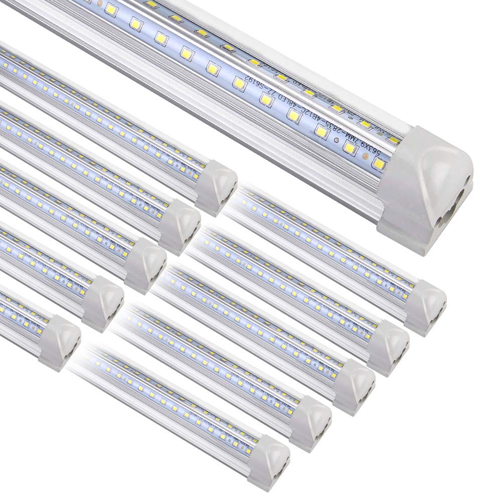 Henwsi 8ft LED shop light with V-shaped 270-degree glow for broad workspace coverage