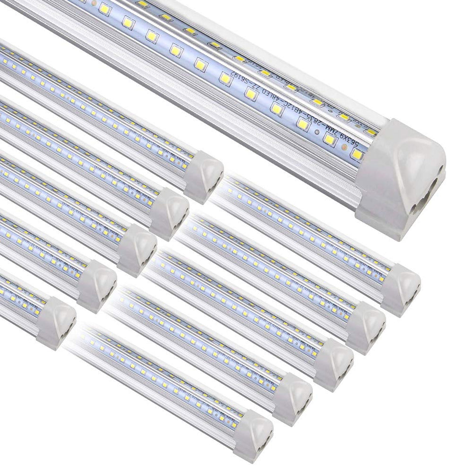 Henwsi 8ft LED shop light with V-shaped 270-degree glow for broad workspace coverage